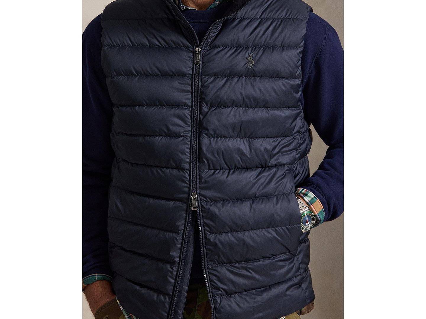 Мужской жилет Polo Ralph Lauren Big & Tall Colden Packable Down Vest, цвет: Тёмно-синий — фото 3