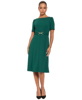 Women's A-Line Belted Midi Dress