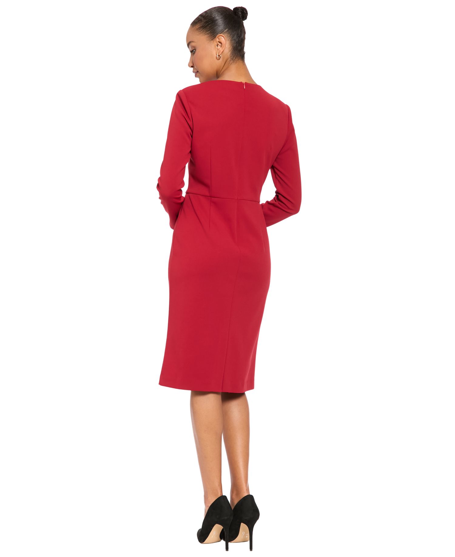 Women's Cowl Neck Midi Sheath Dress