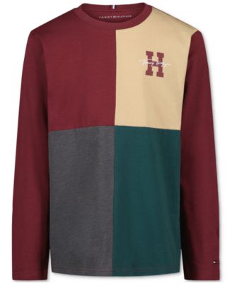Boys' 8-20 Quad Pieced Long-Sleeve Graphic Colorblock T-Shirt