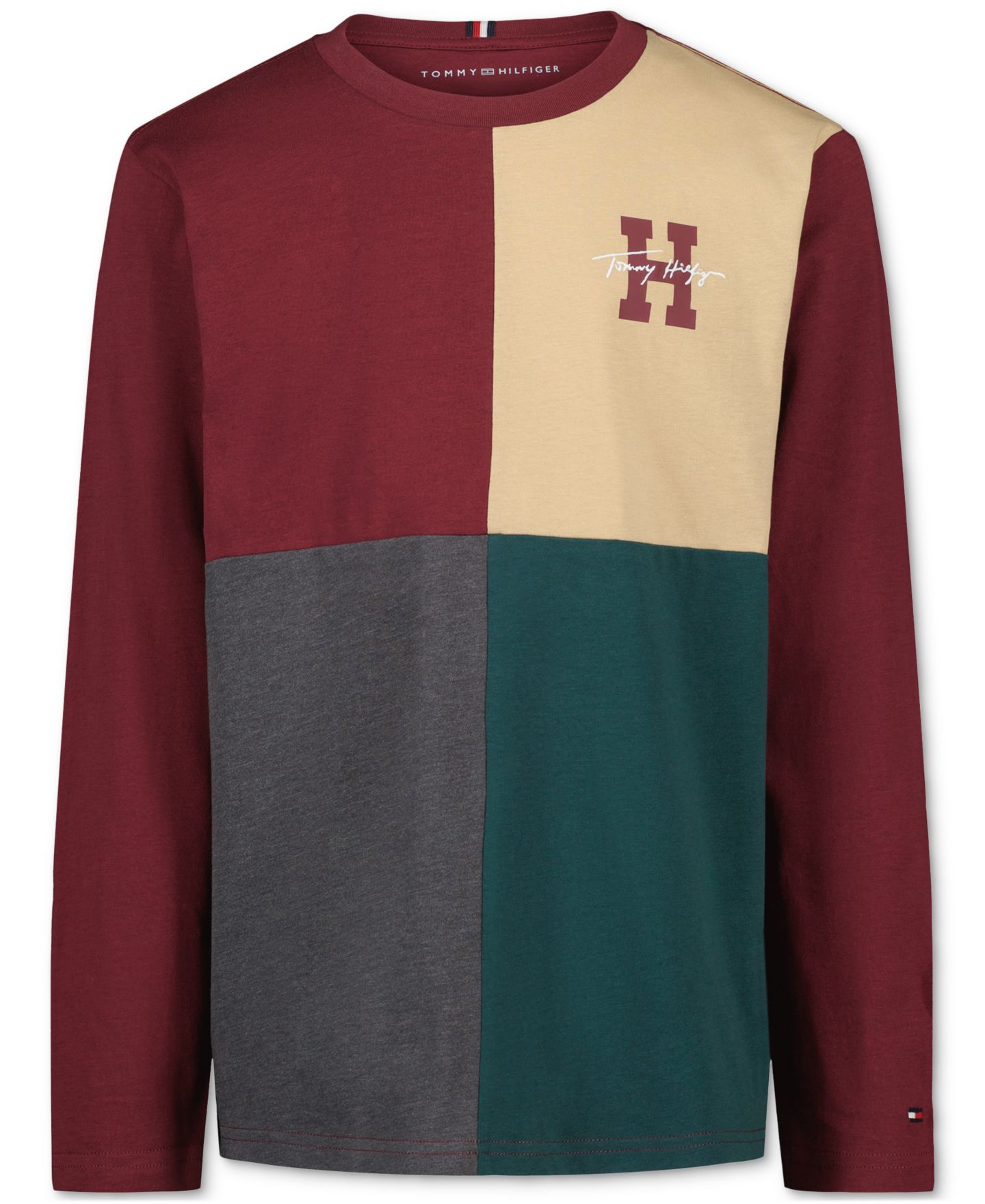 Футболка Tommy Hilfiger Quad Pieced Long-Sleeve Graphic Colorblock для мальчиков, цвет: Zinfandel — фото 5