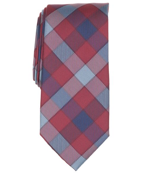 Мужской галстук Club Room Beaumont Plaid Classic Tie, цвет: Бордовый