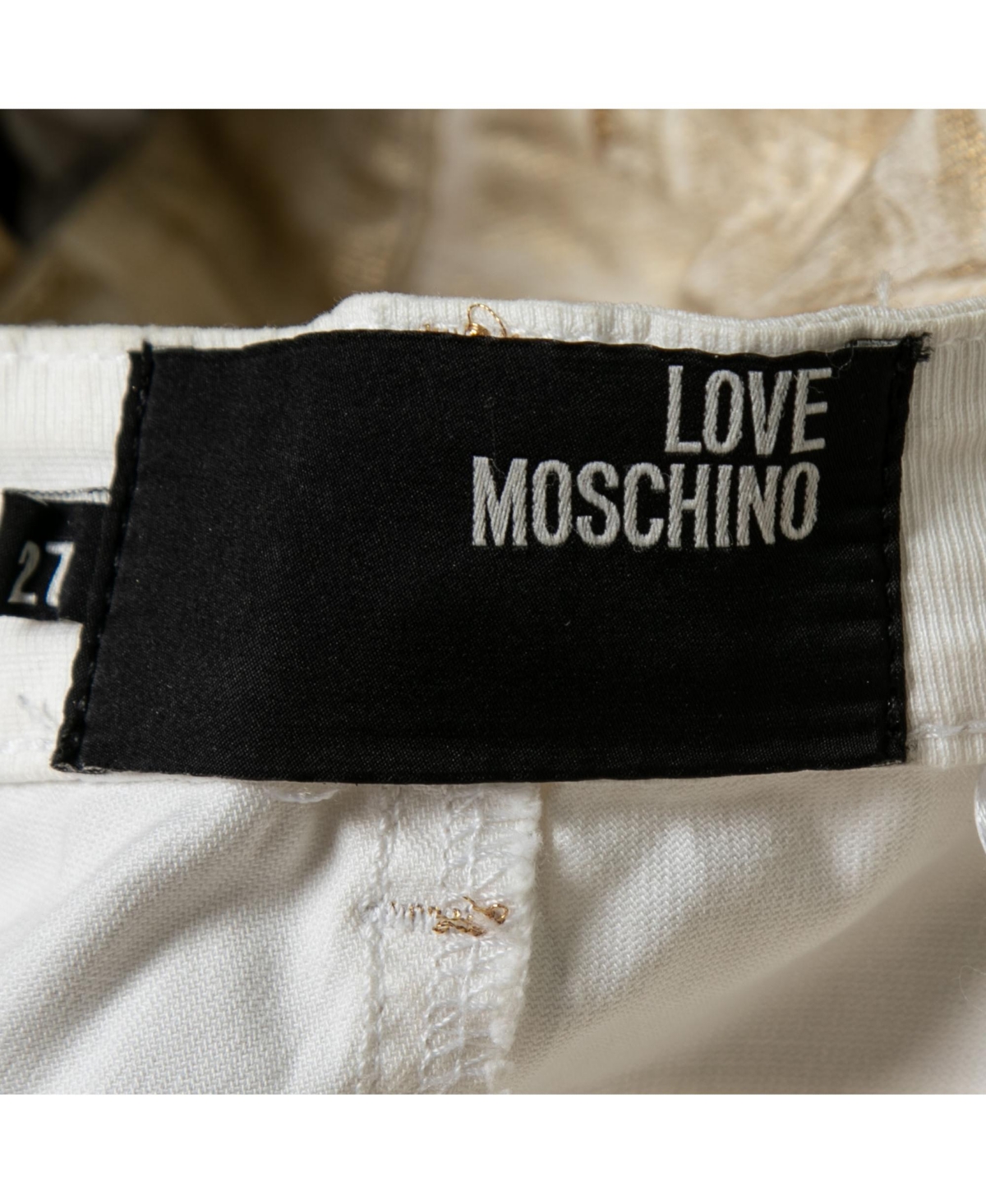 Pre-Owned Love Moschino Women's Foil Print Denim Straight Fit Jeans