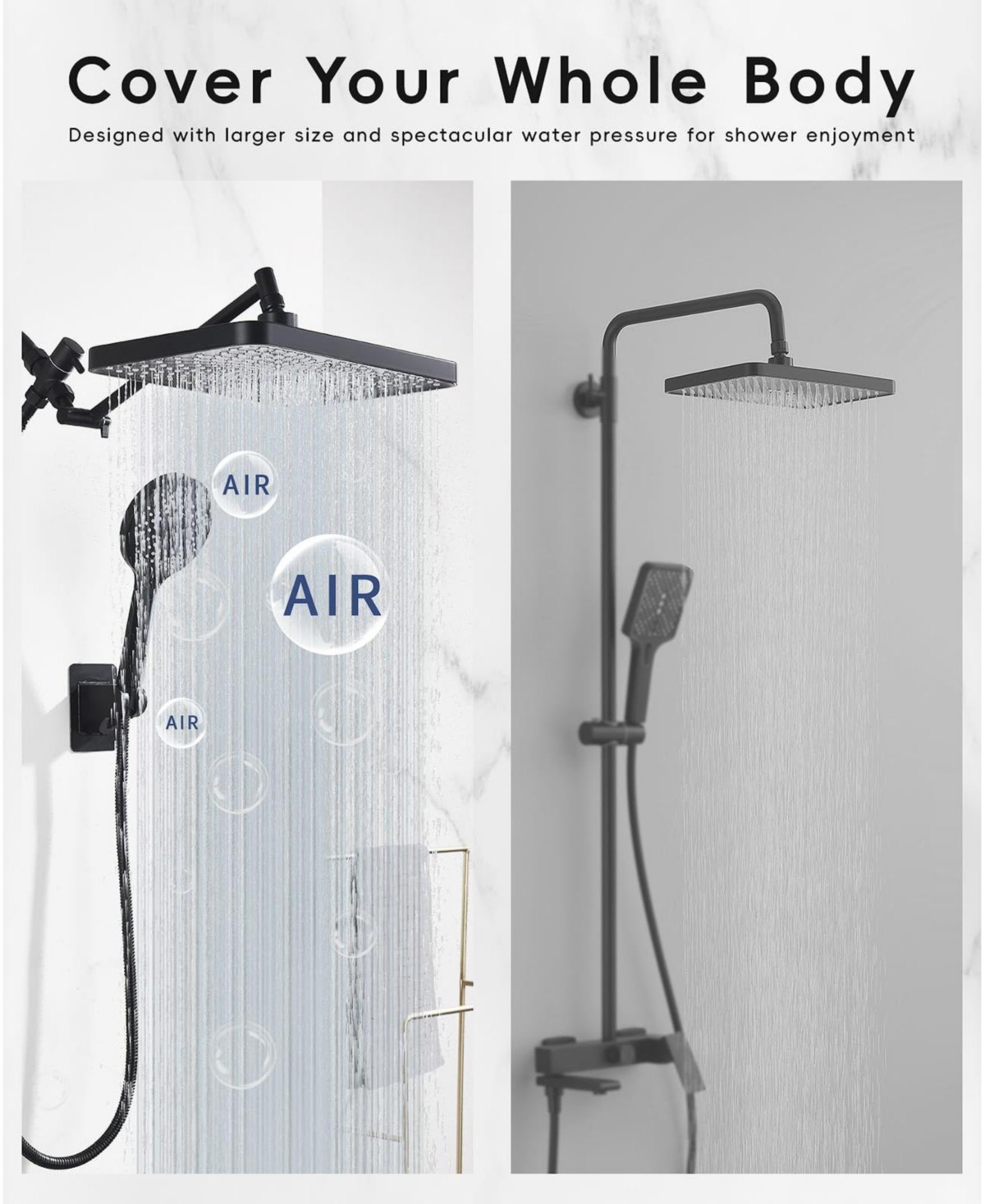 Cyqbd 12.2" Rain Shower Head Starry Sky Handheld Dual Waterfall Air-in Tech