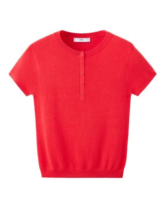Women's Crew-Neck Short-Sleeve Fine-Knit Sweater