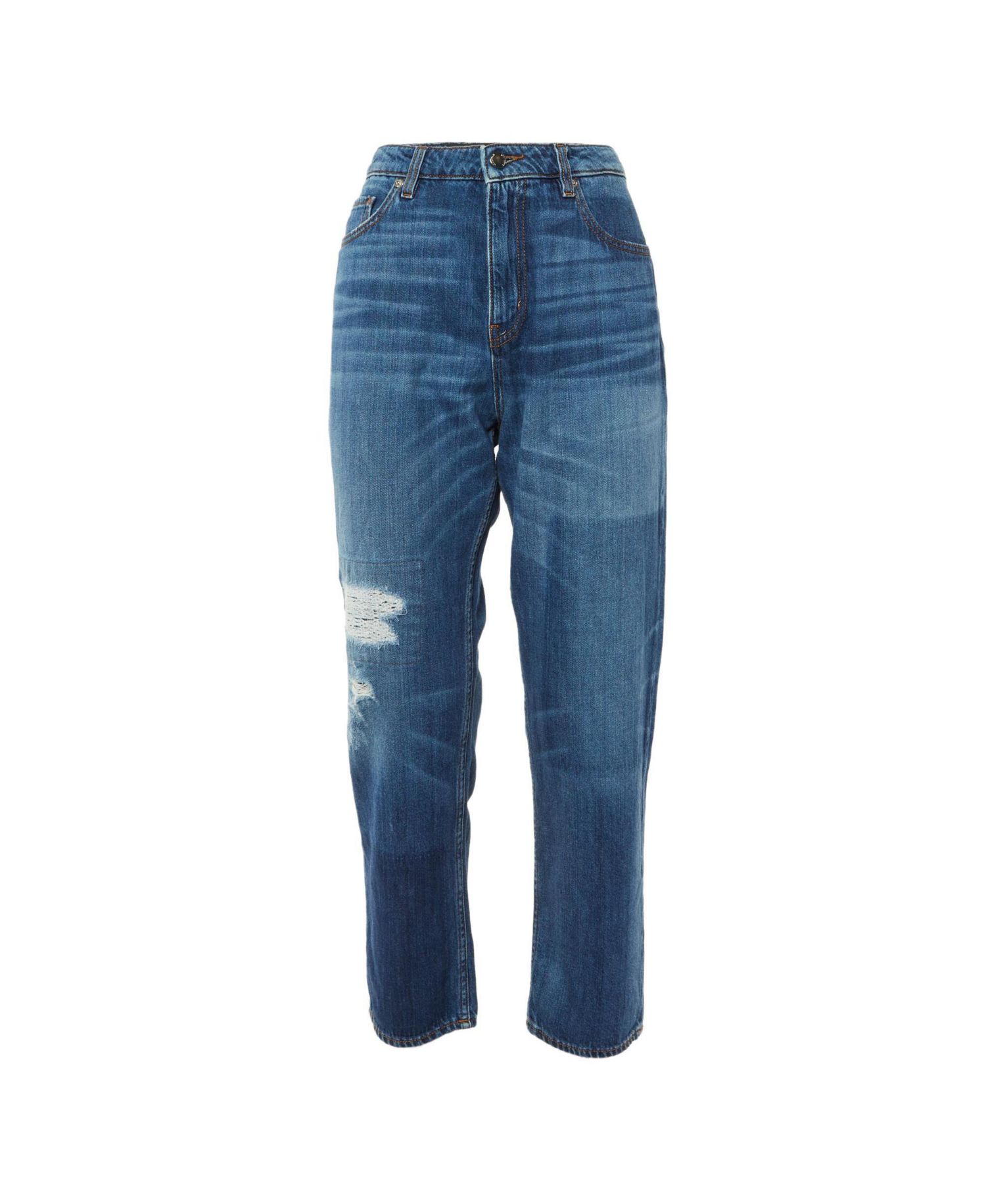 Women's Mid-Rise Straight-Leg Distressed Jeans