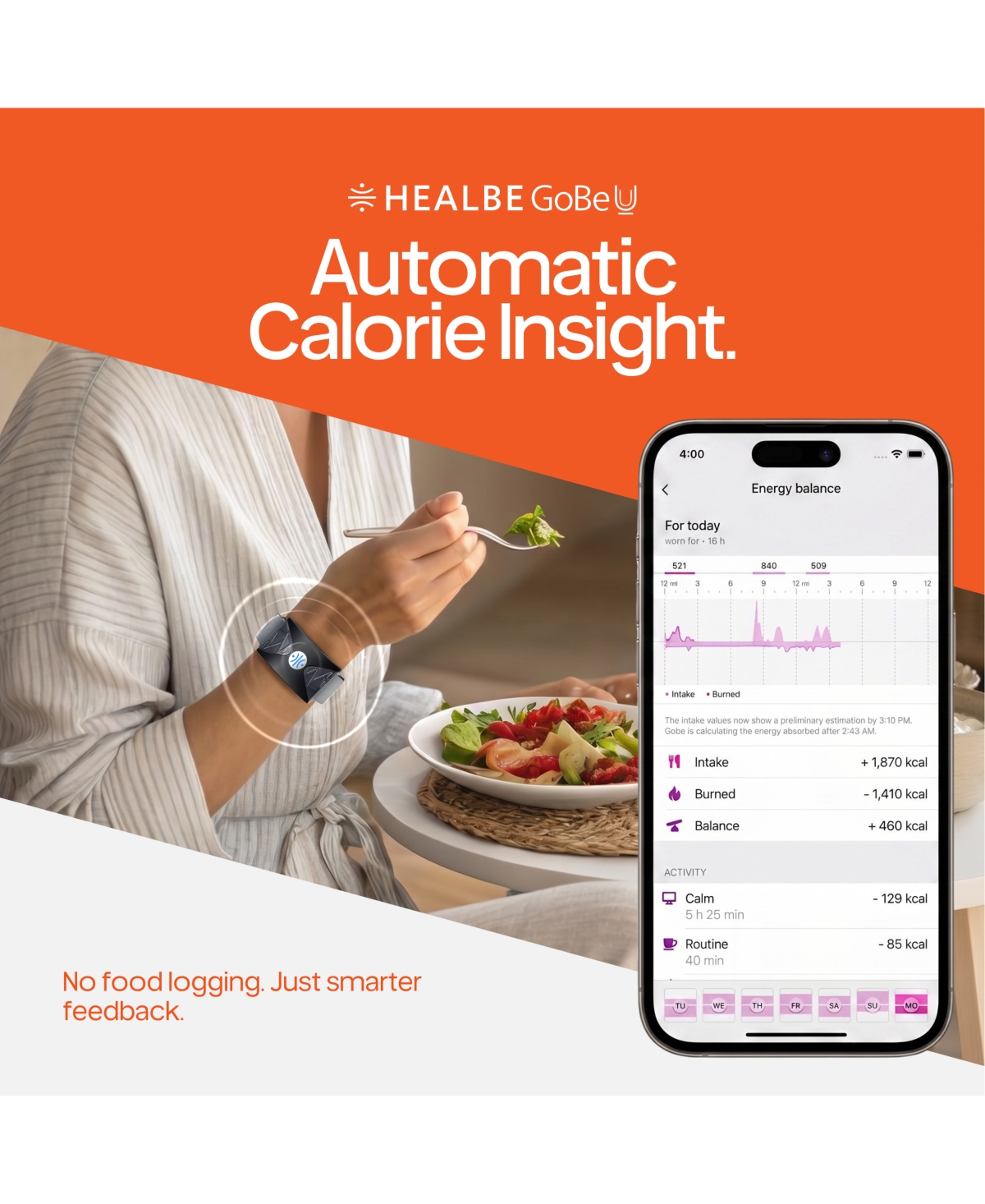 Healbe Start Control 2 Kit: Automatic Calorie Intake Smart Band Healbe GoBe U and Healbe Smart Floor Scales with Body Composition Analysis