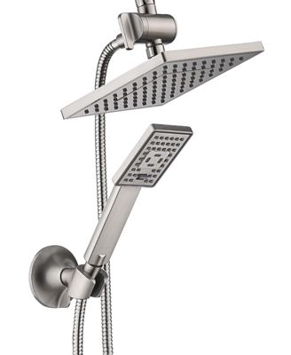 8"Rain Shower Head With Handheld Spray Dual Square Set