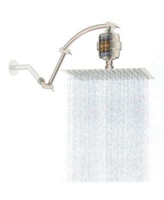 12'' Metal Rain Filtered Shower Head Extension Arm with Filter Square