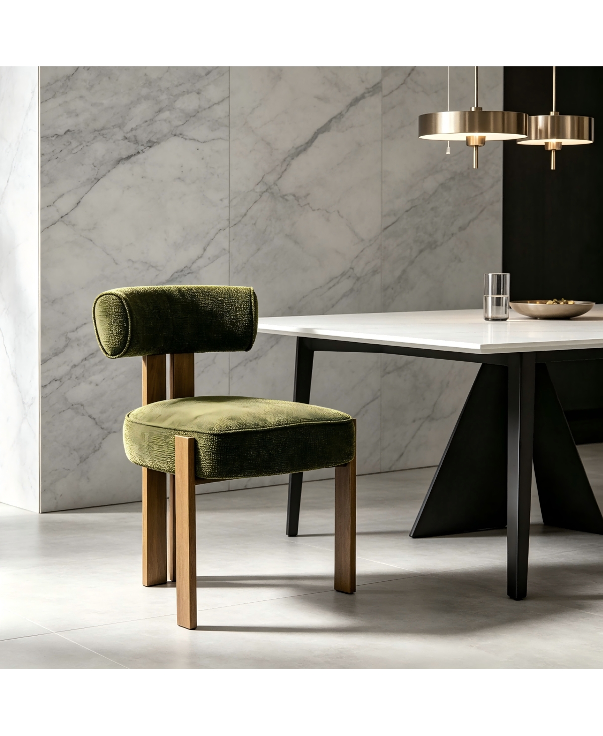Streamdale Furniture Modern Fabric Upholstered Dining Chair with Wood-Finish Metal Frame