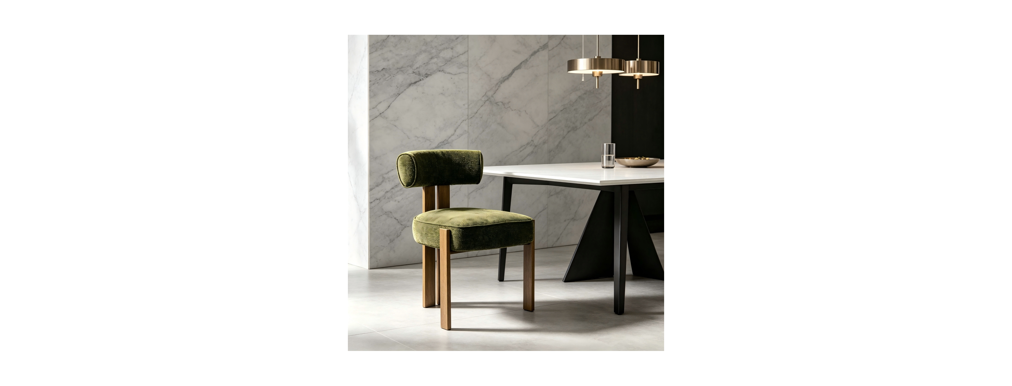 Streamdale Furniture Modern Fabric Upholstered Dining Chair with Wood-Finish Metal Frame