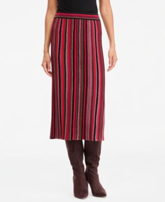 Women's Lurex Multi Stripe Midi Sweater Skirt