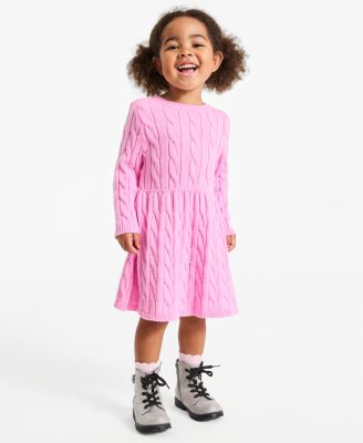 Toddler Girls' 12M-5T Cable-Knit Long-Sleeve Fit & Flare Sweater Dress