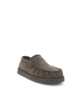 Men's Curb Memory Foam Moccasin Suede Slippers