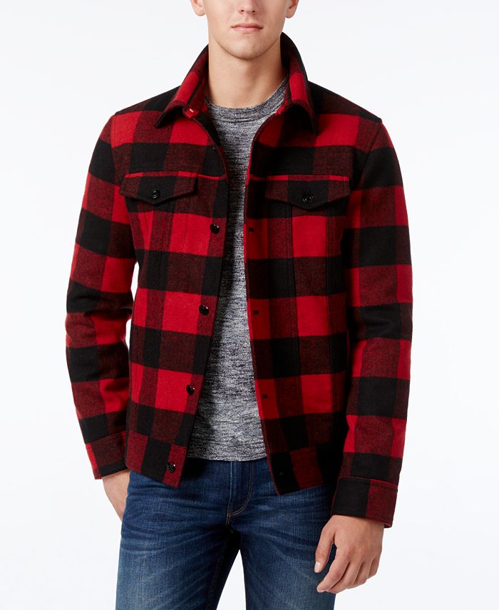 American Rag Men's Buffalo Plaid Wool Trucker Jacket, Created for Macy ...