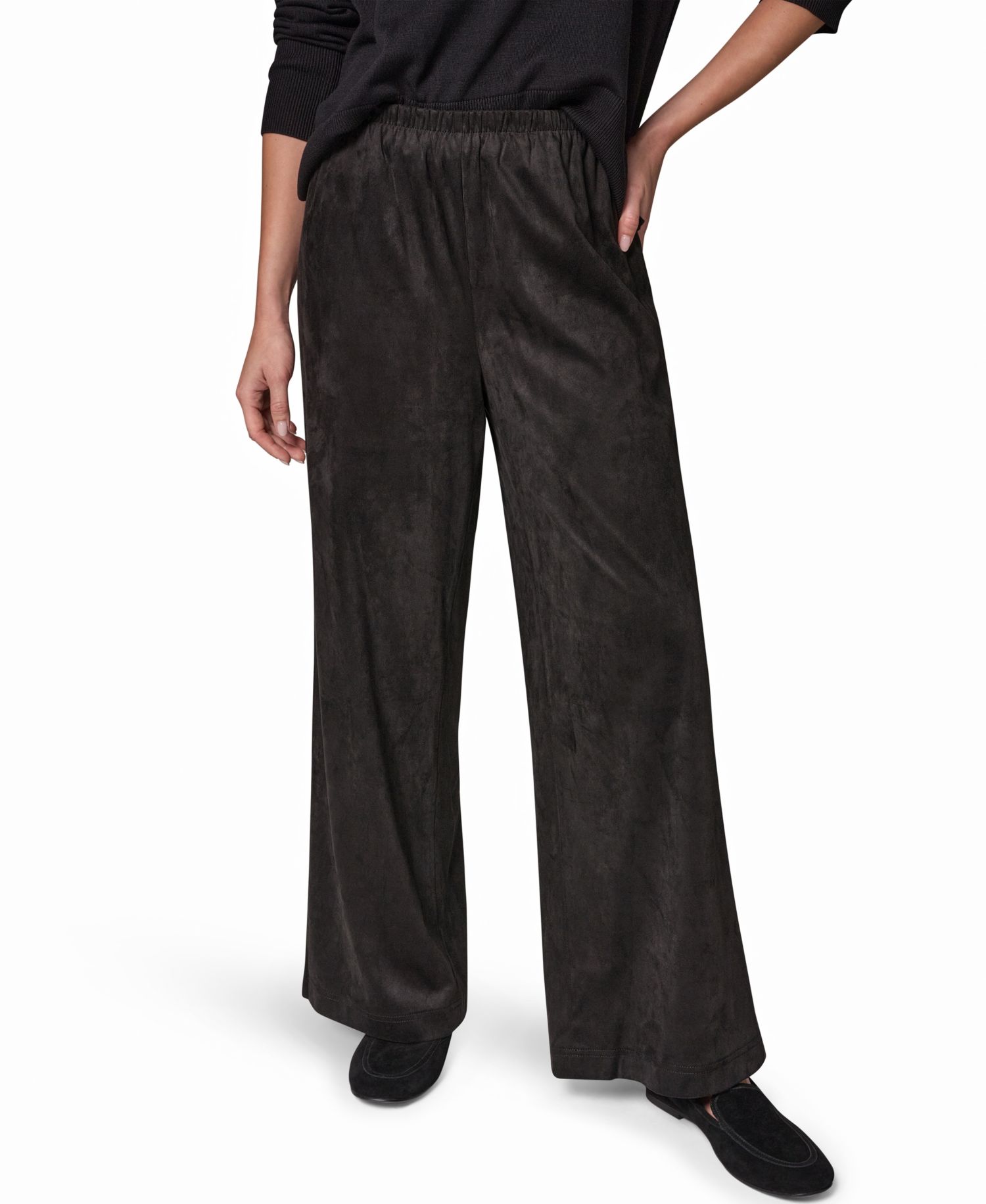 Women's Microsuede Wide-Leg Mid-Rise Pants