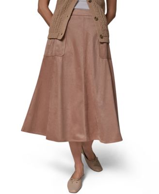 Women's Microsuede A-Line Midi Skirt
