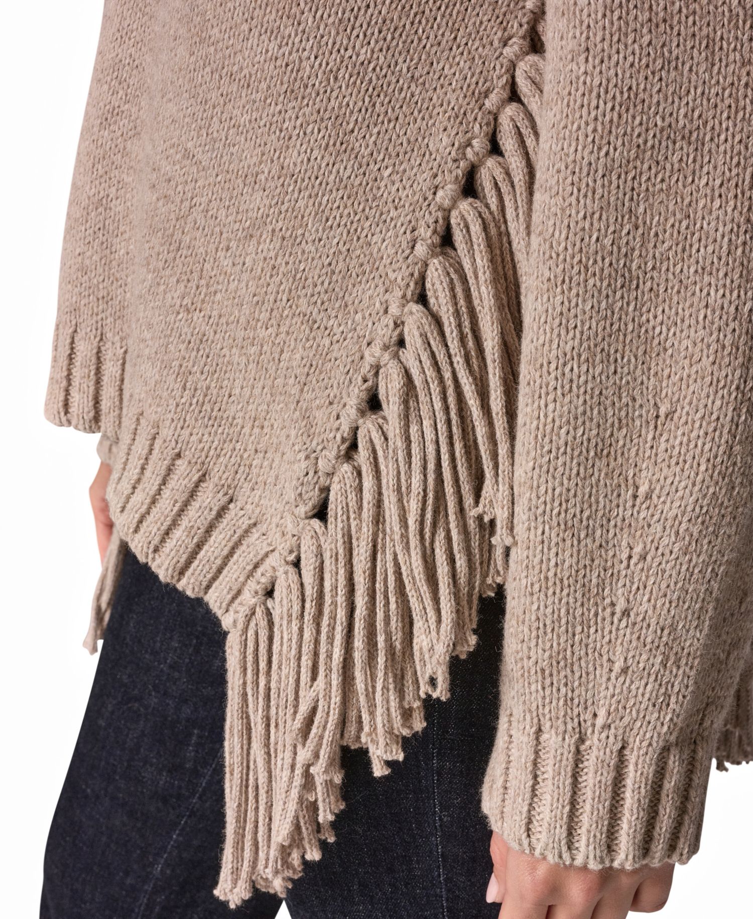Women's Crewneck Long-Sleeve Fringe Sweater