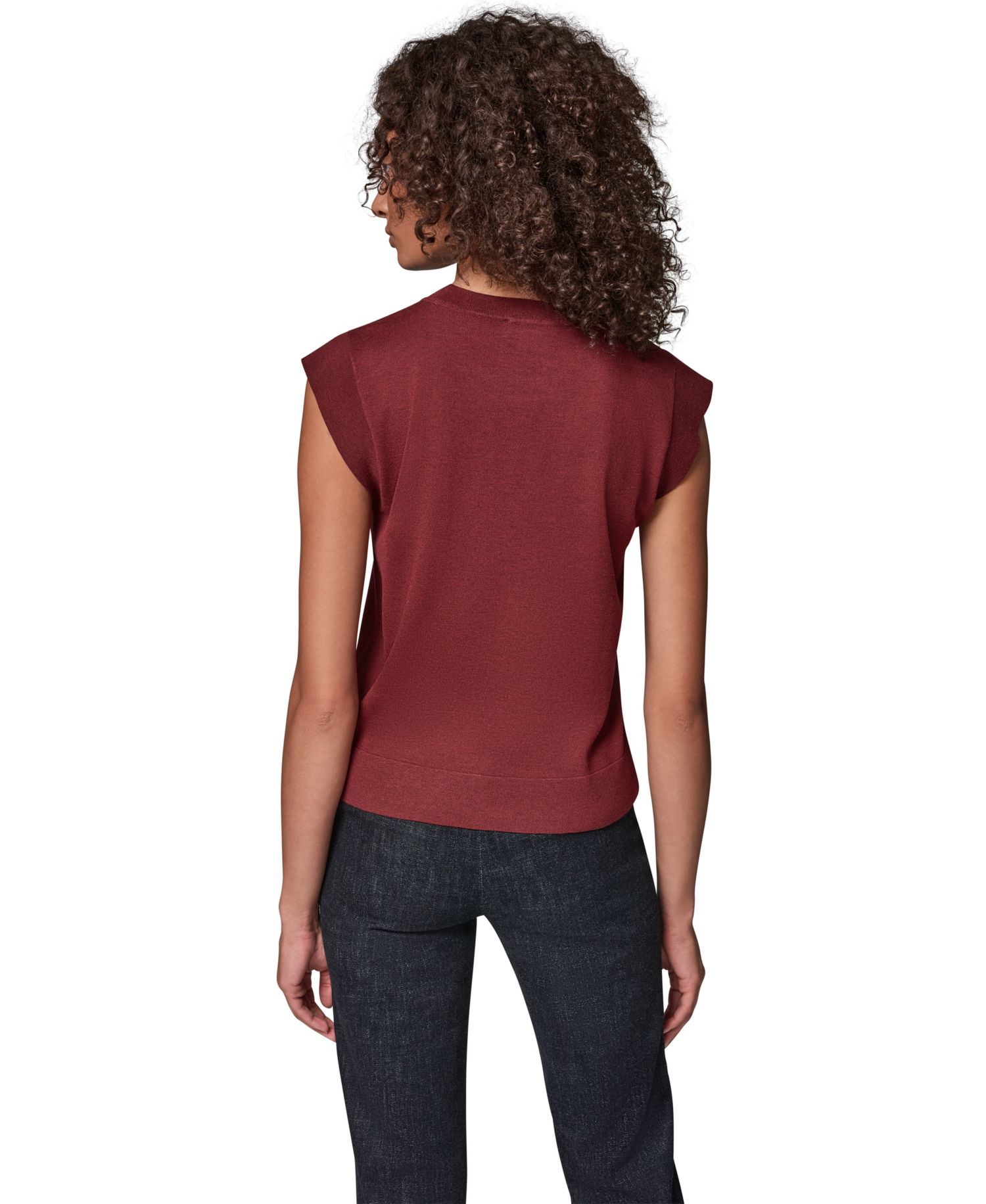 Women's Extended Shoulder Sleeveless Crewneck Sweater