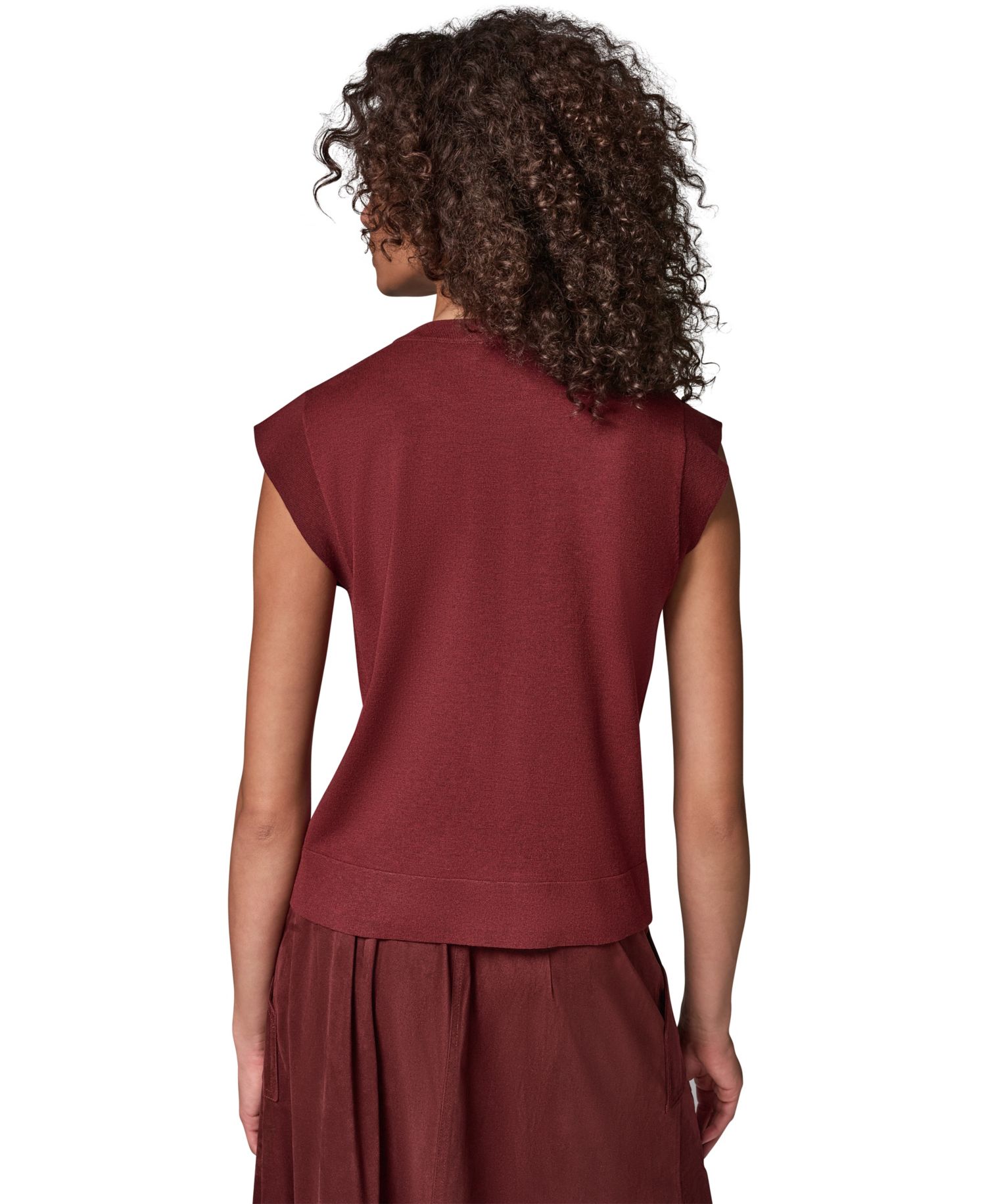 Women's Extended Shoulder Sleeveless Crewneck Sweater