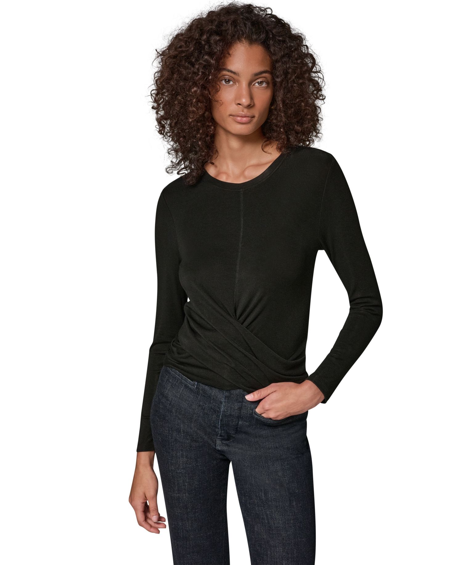 Women's Drape Front Long-Sleeve Top