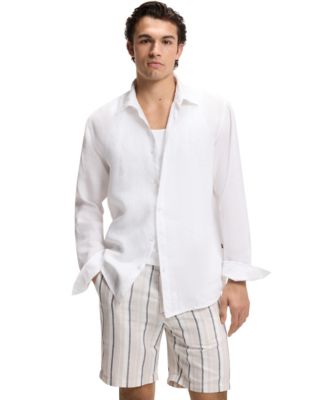 Men's Linen Regular-Fit Button-Down Shirt