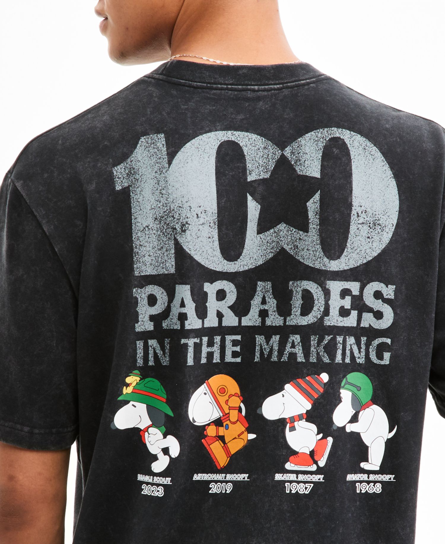 100th Thanksgiving Day Parade Adult Unisex Snoopy Balloons Through The Years Graphic T-Shirt