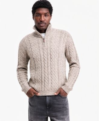 Men's Half-Zip Cable-Knit Sweater