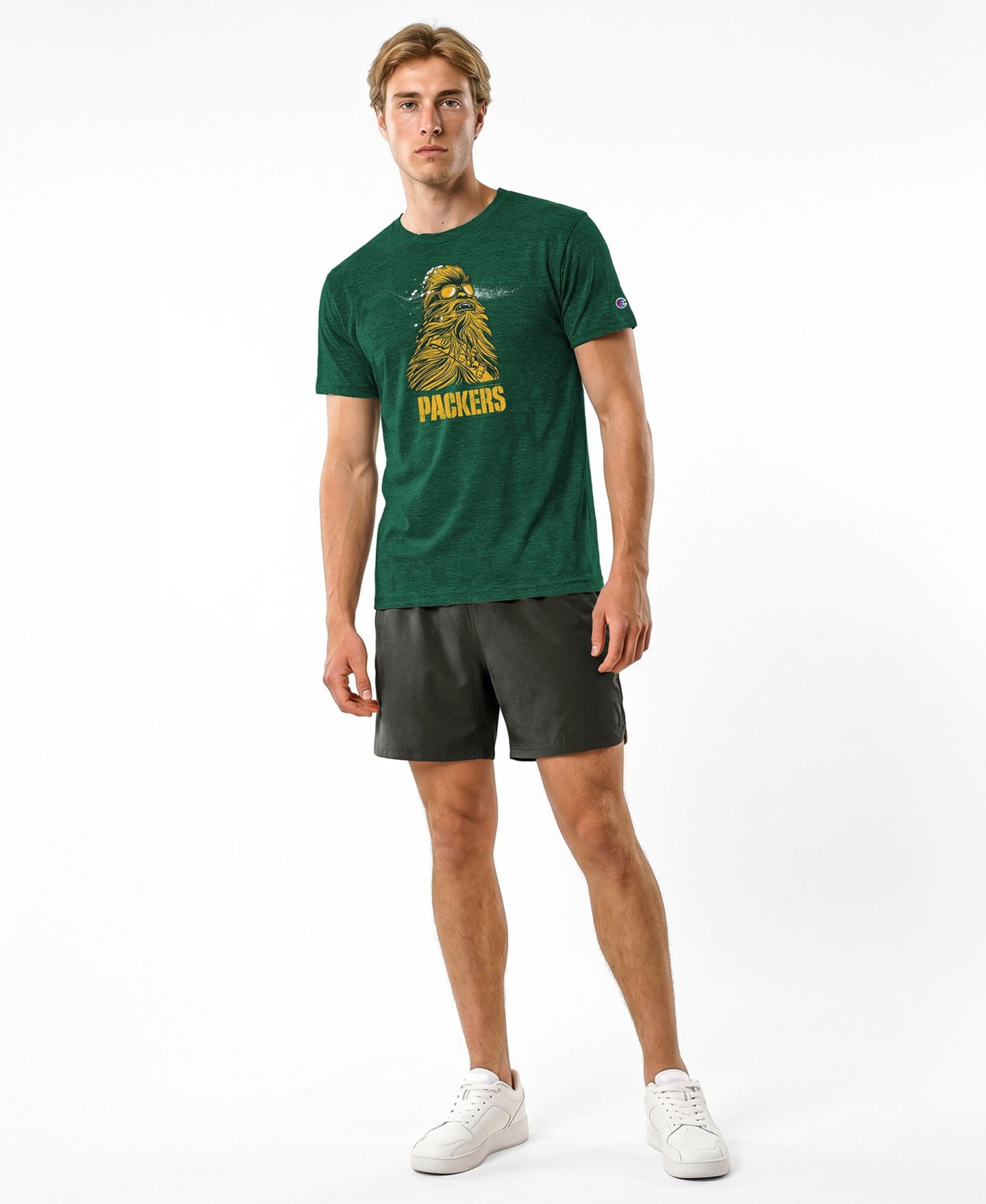 Мужская футболка Champion Dark Green Bay Packers Disney X Champion Tri-Blend — фото 2