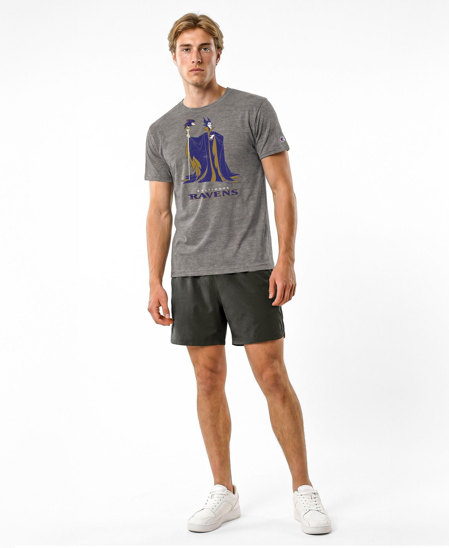 Мужская футболка Champion Gray Baltimore Ravens Disney X Champion Tri-Blend — фото 2