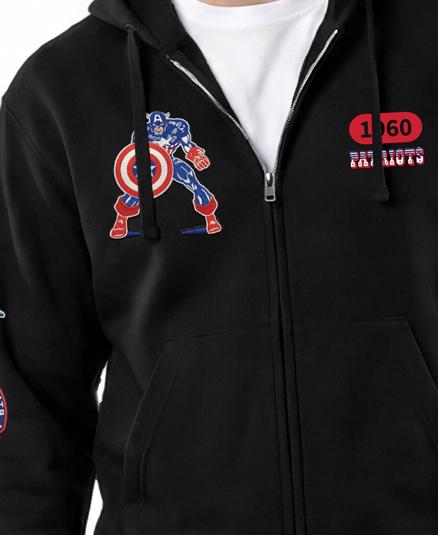 Мужское худи Champion Black New England Patriots Disney X Champion All Star Full-Zip — фото 2
