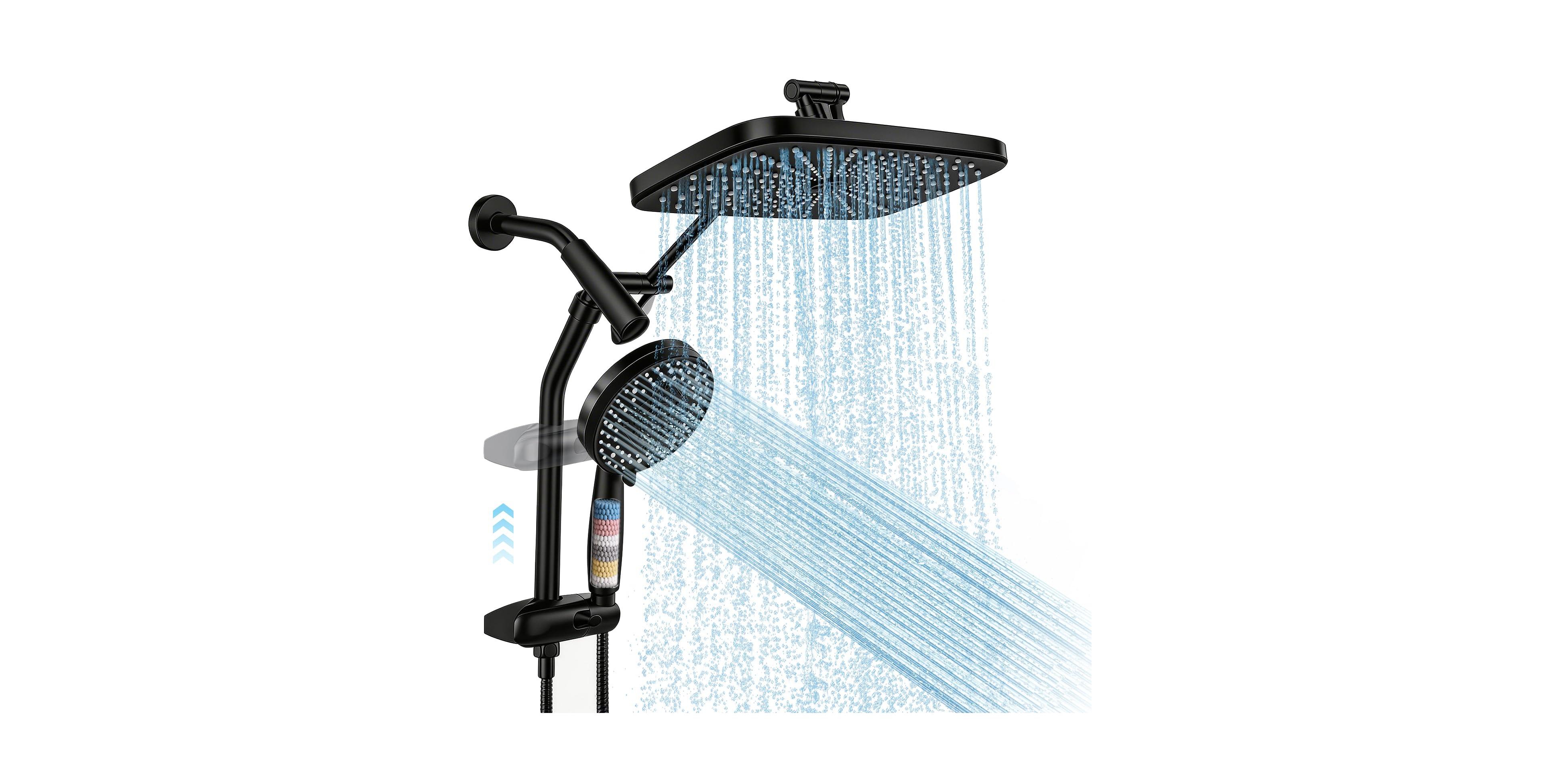 Cyqbd 12" Shower Head With Handheld Rain Filtered Spray Set Adjustable Arm
