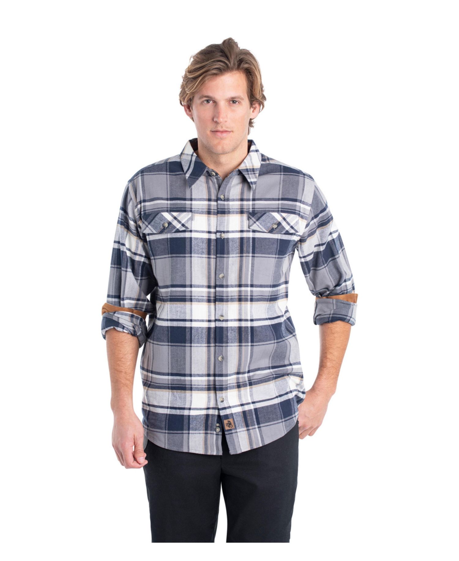 Men's Big & Tall Plaid Stretch Long-Sleeve Button-Down Shirt