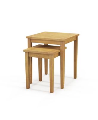 Set of 2 Teak Nesting Side Tables with Slatted Tops