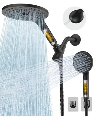 2-in-1 Dual Filtered Shower Head High Rain Handheld Power Wash Hard Water Chlorine