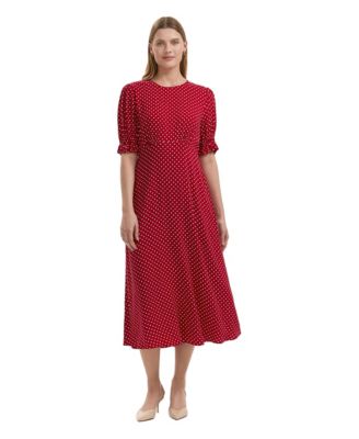 Women's Mela Polka-Dot Empire Waist Midi Dress