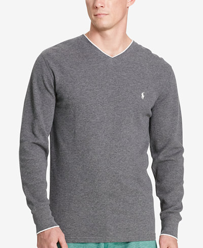 Polo Ralph Lauren Men's Solid Tipped Thermal V-Neck Top
