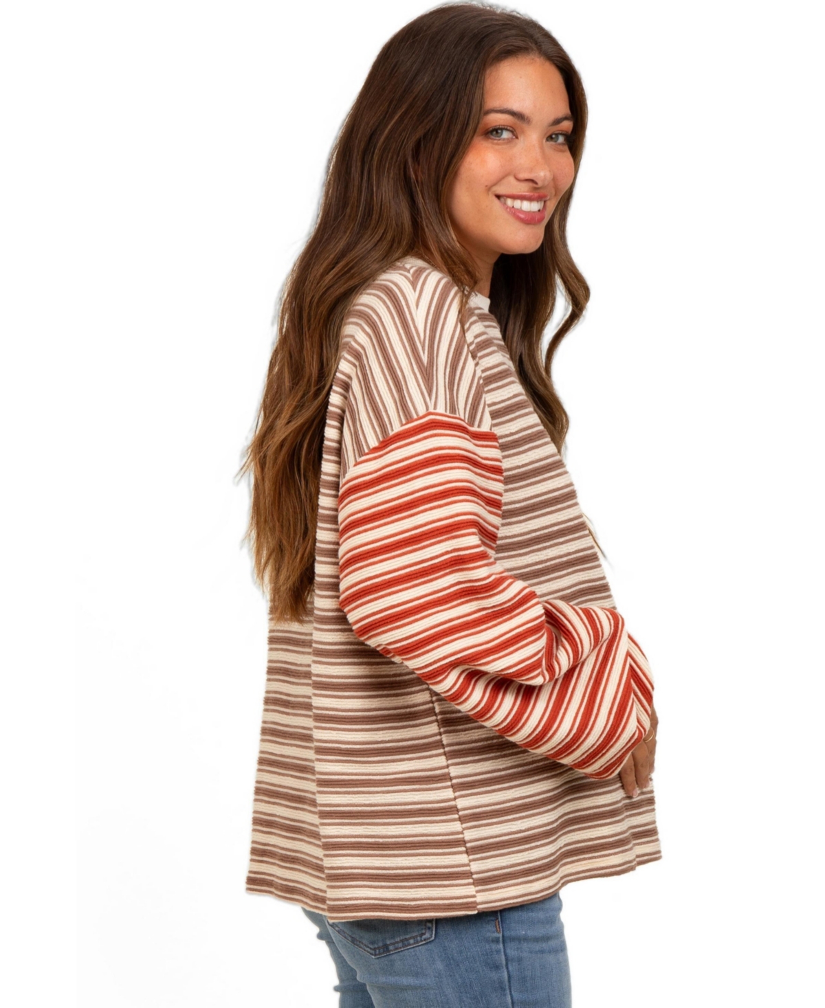 Pinkblush Maternity Striped Bubble-Sleeve Top