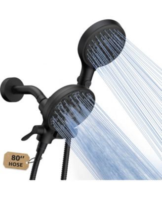 Dual Handheld Shower Head 6-Setting Rain 2-In-1 80" Hose