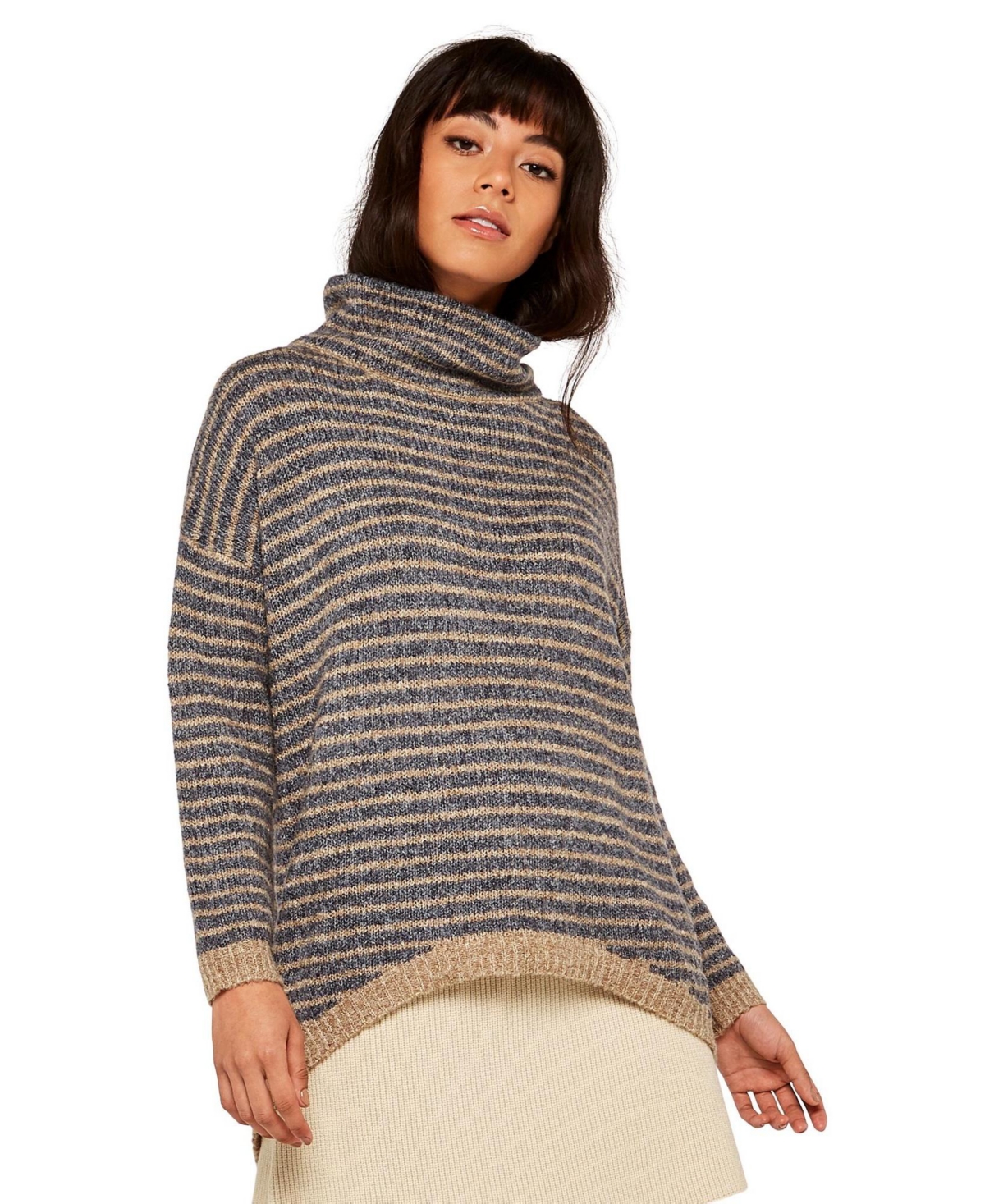 Apricot Women's High-Neck Chunky-Knit Oversized Sweater