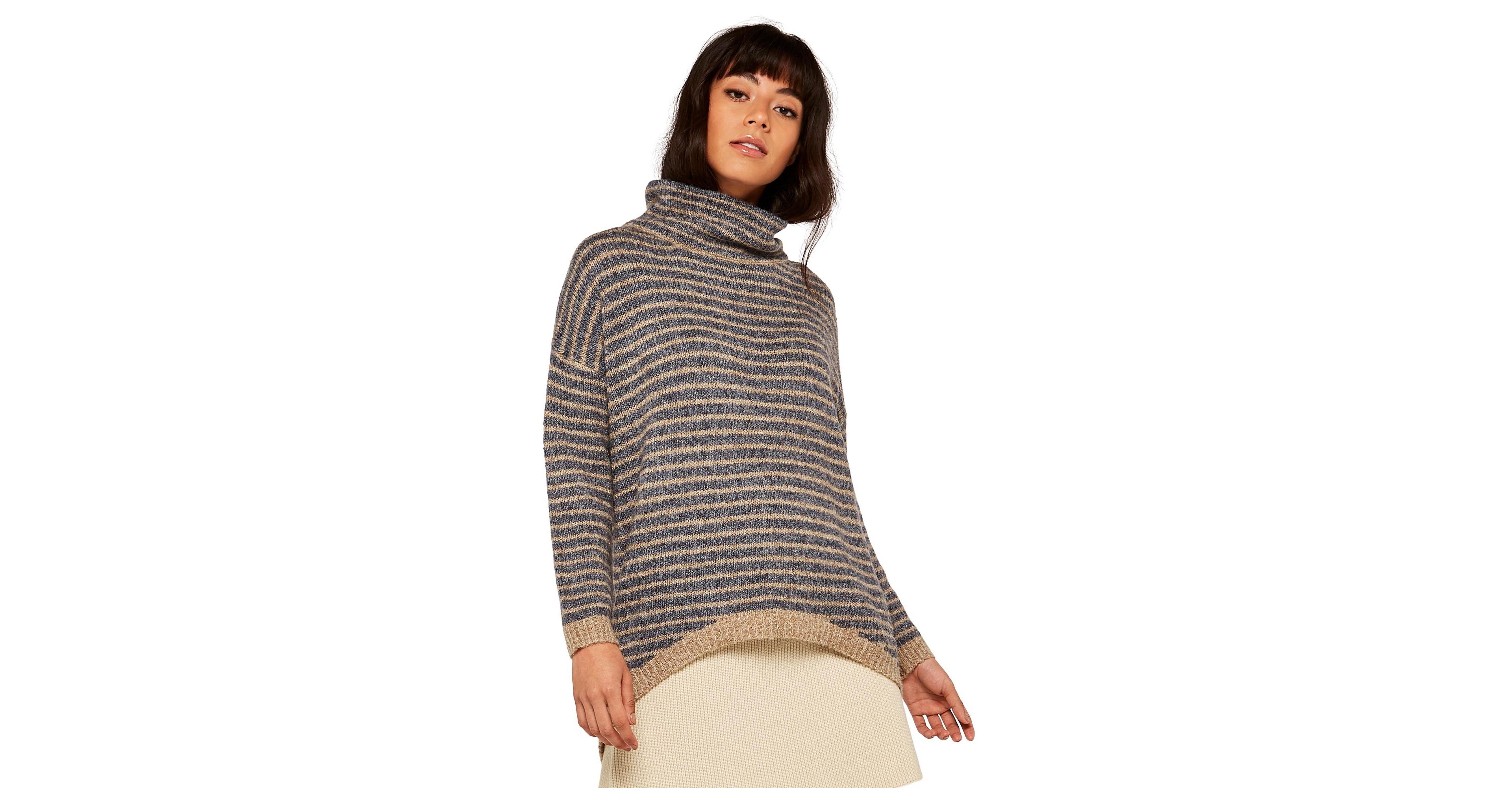 Apricot Women's High-Neck Chunky-Knit Oversized Sweater