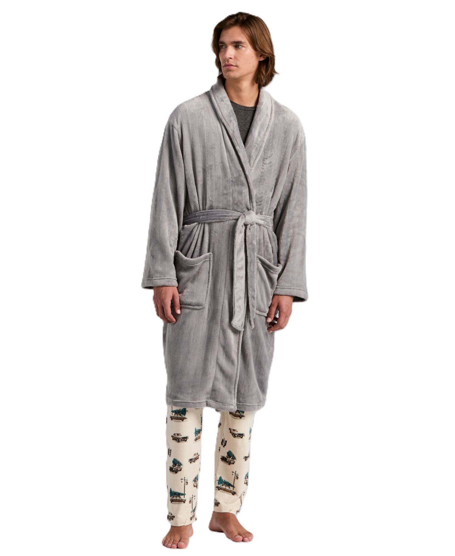 Men's Fleece-Herringbone Robe