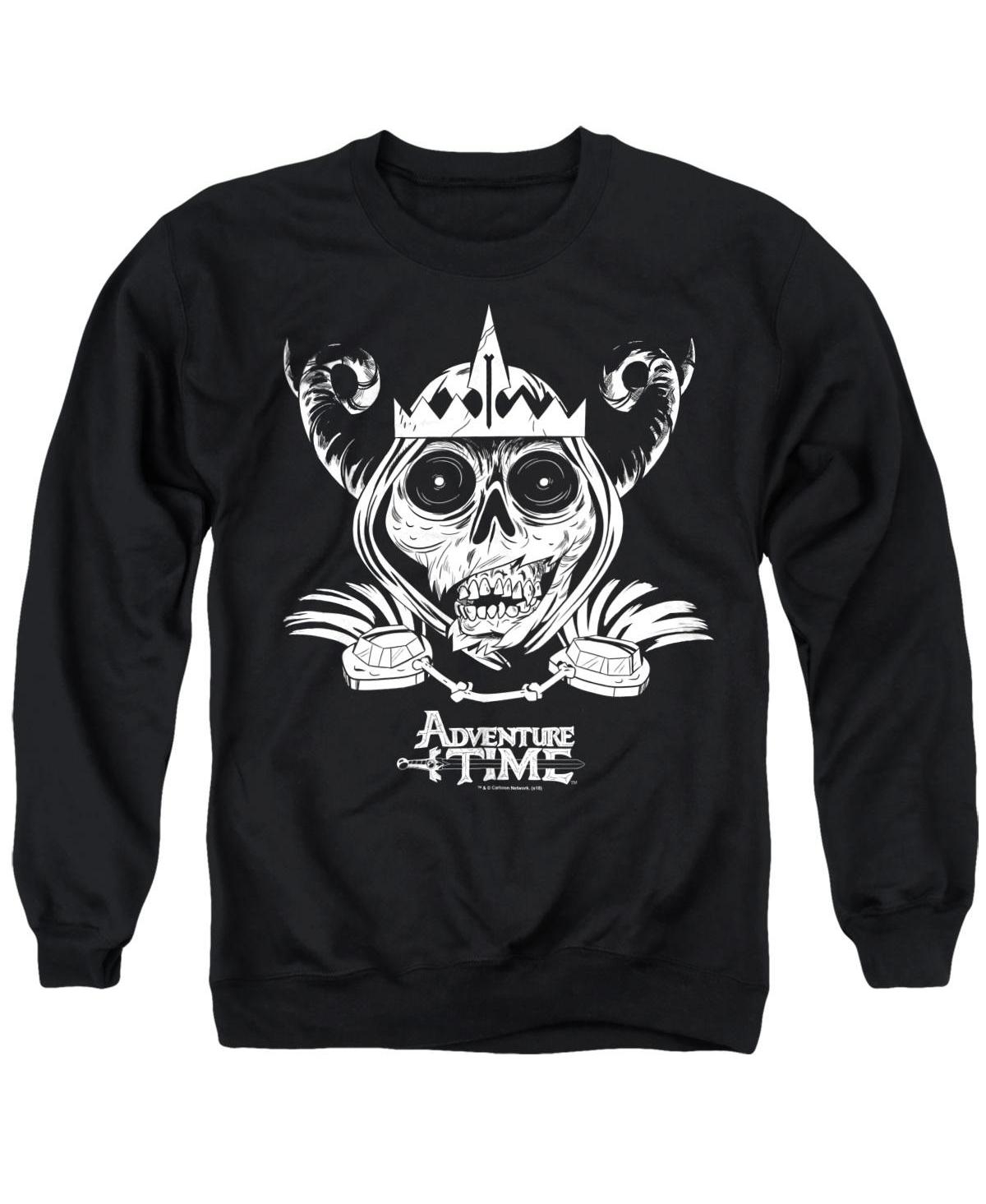 Adventure Time Men's Skull Face Graphic Long-Sleeve Crewneck Sweatshirt - Black