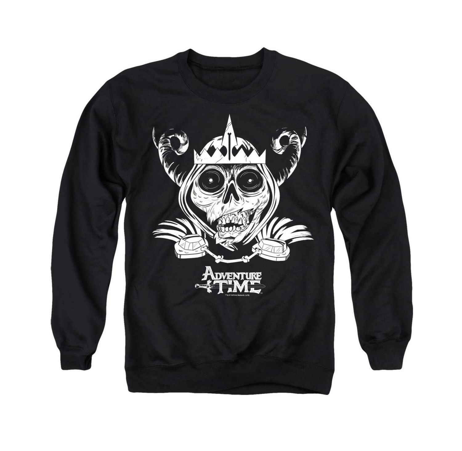 Men's Skull Face Graphic Long-Sleeve Crewneck Sweatshirt