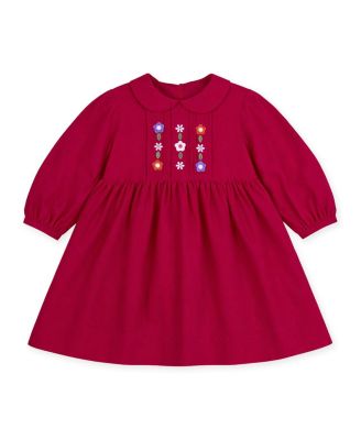 Girls' 4-16 Corduroy Floral Peter-Pan-Collar Dress