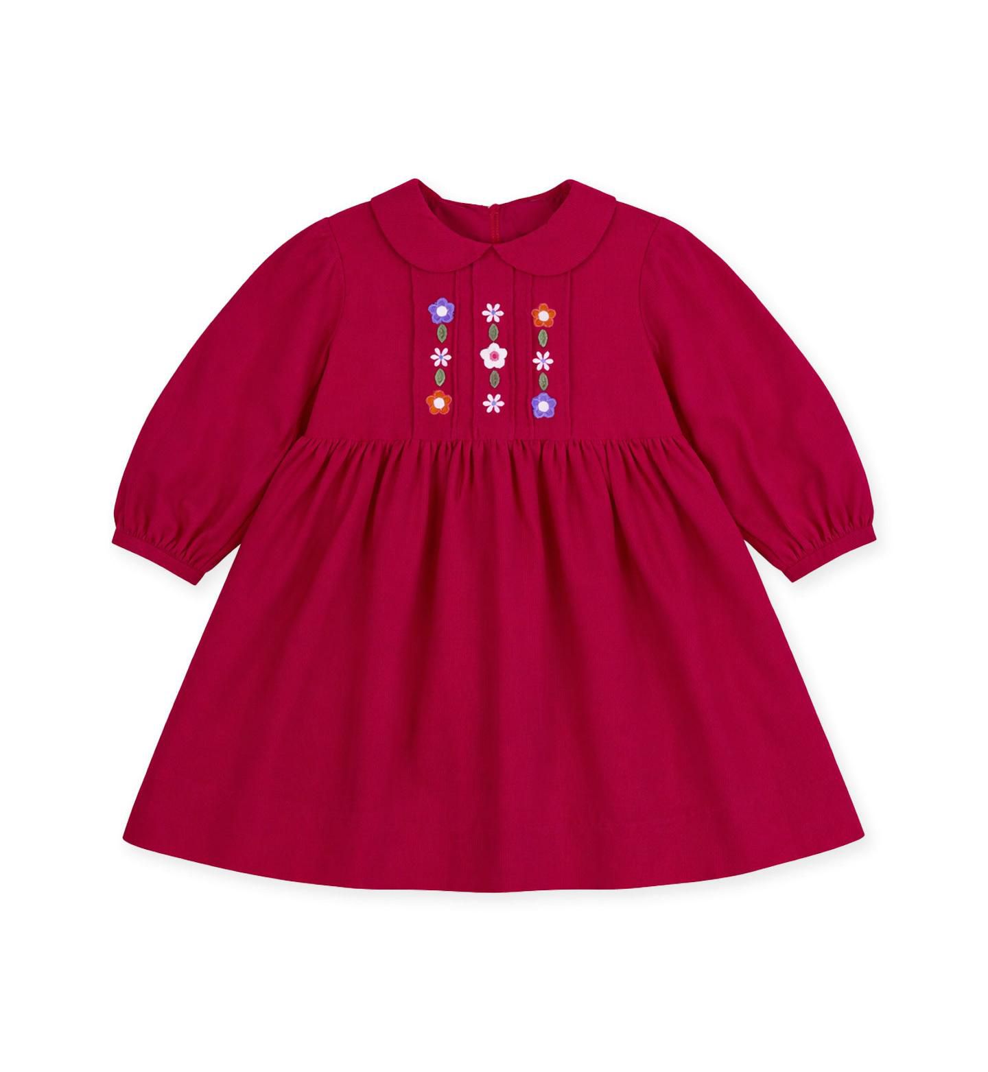 Платье Florence Eiseman Corduroy Floral Peter-Pan-Collar Dress для девочек, цвет: Шелковичный — фото 1