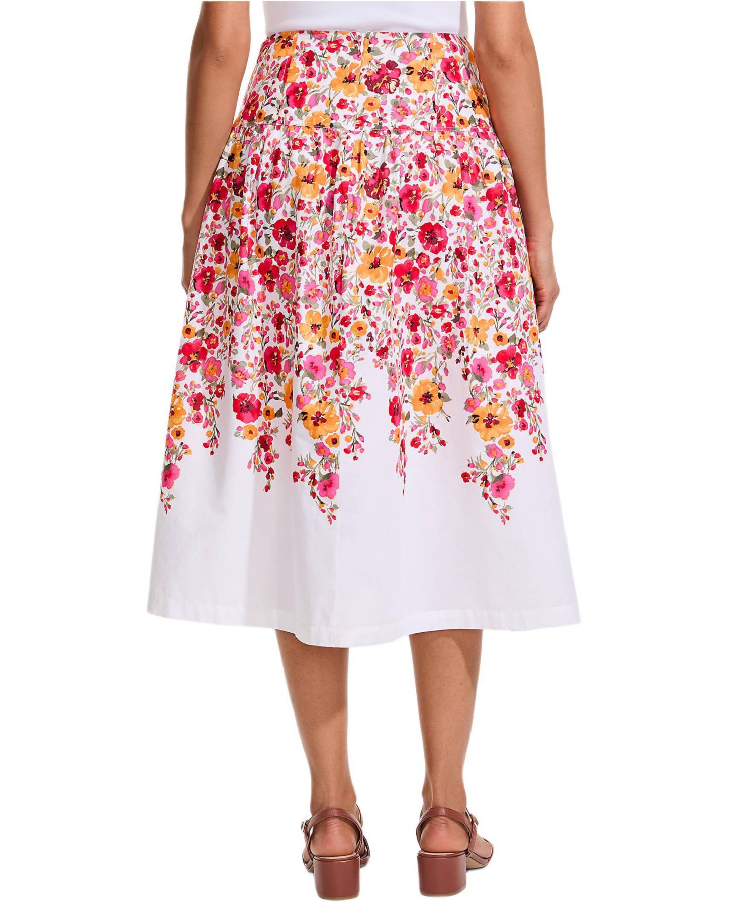 Women's Poplin Drop Waist Midi Skirt - Set Bottom