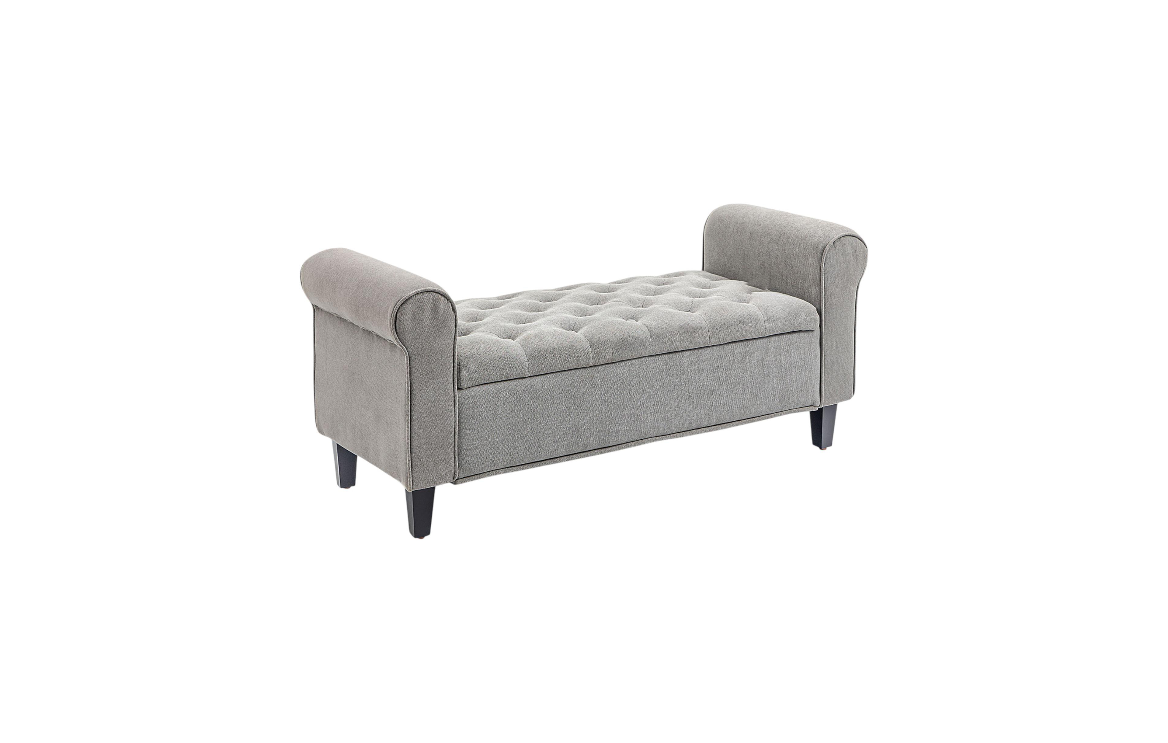 Slickblue Modern Storage Ottoman Bench with Solid Wood Legs and Hidden