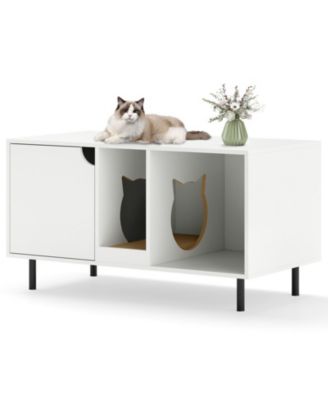 40 Inch Hidden Cat Litter Box Enclosure with Open Storage Compartment and Scratching Board