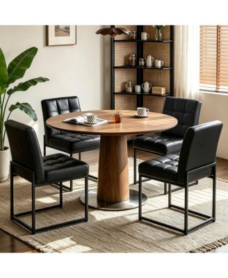 Modern Dining Chairs Set of 4 Upholstered PU Leather Kitchen Chairs, Mid Century Modern Dining Room Chairs